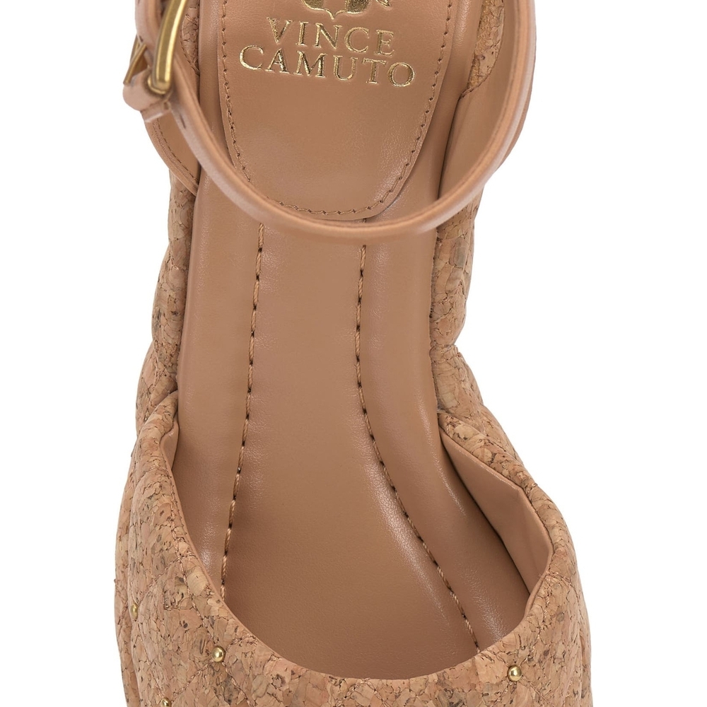 Sold Out Vince Camuto Summer Tan Cork Platform Comfy Sandals Heels Shoes - Picture 11 of 16